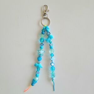 Blue Beaded Bag Charm Keychain 90s Y2k